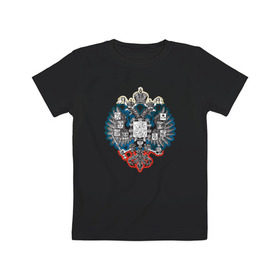 Детская футболка хлопок с принтом Герб , 100% хлопок | круглый вырез горловины, полуприлегающий силуэт, длина до линии бедер | герб | двуглавый | орел | патриот | россия | русский
