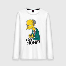 Мужской лонгслив хлопок с принтом Mr Burns get money , 100% хлопок |  | get | i | money | simpsons