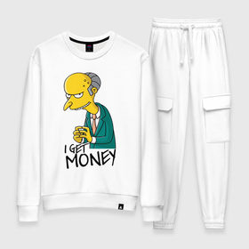 Женский костюм хлопок с принтом Mr Burns get money , 100% хлопок | на свитшоте круглая горловина, мягкая резинка по низу. Брюки заужены к низу, на них два вида карманов: два 