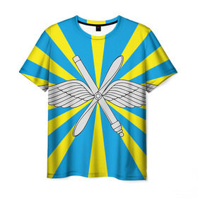 Мужская футболка 3D с принтом Флаг ВВС , 100% полиэфир | прямой крой, круглый вырез горловины, длина до линии бедер | авиатор | авиация | герб | летчику