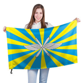 Флаг 3D с принтом Флаг ВВС , 100% полиэстер | плотность ткани — 95 г/м2, размер — 67 х 109 см. Принт наносится с одной стороны | авиатор | авиация | герб | летчику