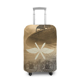 Чехол для чемодана 3D с принтом Авиация , 86% полиэфир, 14% спандекс | двустороннее нанесение принта, прорези для ручек и колес | old | авиатор | авиация | ввс | герб | летчику | небо | самолет | чб