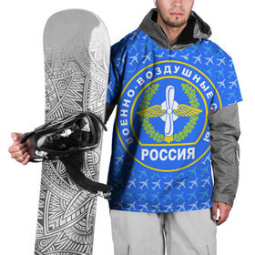 Накидка на куртку 3D с принтом ВВС РОССИИ , 100% полиэстер |  | авиация | герб | летчику | небо