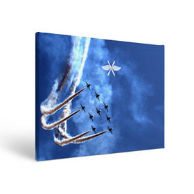 Холст прямоугольный с принтом Самолеты в небе , 100% ПВХ |  | авиатор | авиация | ввс | герб | летчику | небо | самолет | флаг