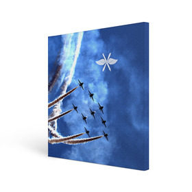 Холст квадратный с принтом Самолеты в небе , 100% ПВХ |  | авиатор | авиация | ввс | герб | летчику | небо | самолет | флаг