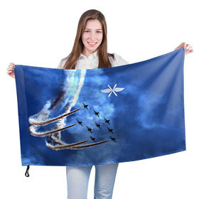 Флаг 3D с принтом Самолеты в небе , 100% полиэстер | плотность ткани — 95 г/м2, размер — 67 х 109 см. Принт наносится с одной стороны | авиатор | авиация | ввс | герб | летчику | небо | самолет | флаг