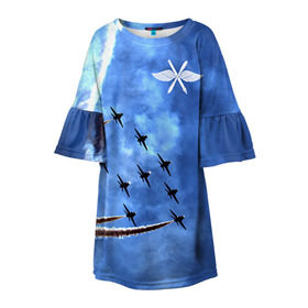 Детское платье 3D с принтом Самолеты в небе , 100% полиэстер | прямой силуэт, чуть расширенный к низу. Круглая горловина, на рукавах — воланы | авиатор | авиация | ввс | герб | летчику | небо | самолет | флаг
