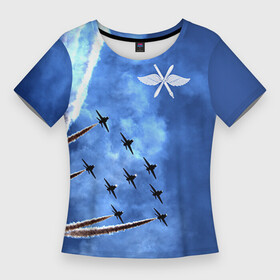 Женская футболка 3D Slim с принтом Самолеты в небе ,  |  | авиатор | авиация | ввс | герб | летчику | небо | самолет | флаг