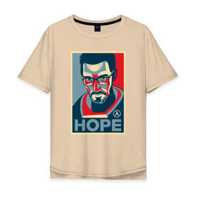 Мужская футболка хлопок Oversize с принтом Half-Life HOPE , 100% хлопок | свободный крой, круглый ворот, “спинка” длиннее передней части | half life | hl | mr.freeman | мистер фрим | надежда на hl3hope | халф лайф