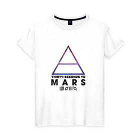 Женская футболка хлопок с принтом Thirty seconds to mars cosmos , 100% хлопок | прямой крой, круглый вырез горловины, длина до линии бедер, слегка спущенное плечо | 30 | cosmos | mars | seconds | to
