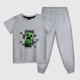 Детская пижама хлопок с принтом Creeper , 100% хлопок |  брюки и футболка прямого кроя, без карманов, на брюках мягкая резинка на поясе и по низу штанин
 | крипер