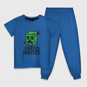 Детская пижама хлопок с принтом Creeper hunter , 100% хлопок |  брюки и футболка прямого кроя, без карманов, на брюках мягкая резинка на поясе и по низу штанин
 | крипер | майнкрафт | охотник