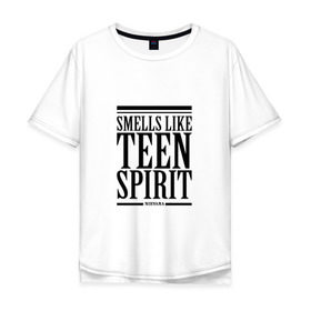 Мужская футболка хлопок Oversize с принтом Smells like teen spirit , 100% хлопок | свободный крой, круглый ворот, “спинка” длиннее передней части | smells like teen spirit