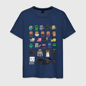 Мужская футболка хлопок с принтом Мобы Minecraft , 100% хлопок | прямой крой, круглый вырез горловины, длина до линии бедер, слегка спущенное плечо. | крипер