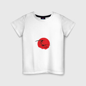 Детская футболка хлопок с принтом самурай , 100% хлопок | круглый вырез горловины, полуприлегающий силуэт, длина до линии бедер | 