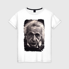 Женская футболка хлопок с принтом Альберт Энштейн , 100% хлопок | прямой крой, круглый вырез горловины, длина до линии бедер, слегка спущенное плечо | albert einstein | альберт энштейн | учёный | физика