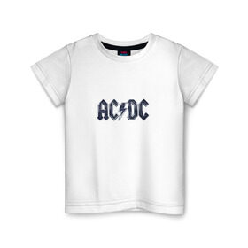Детская футболка хлопок с принтом AC DC Chrome , 100% хлопок | круглый вырез горловины, полуприлегающий силуэт, длина до линии бедер | ac dc