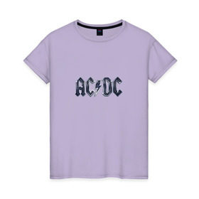 Женская футболка хлопок с принтом AC DC Chrome , 100% хлопок | прямой крой, круглый вырез горловины, длина до линии бедер, слегка спущенное плечо | ac dc