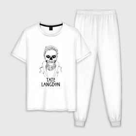 Мужская пижама хлопок с принтом Tate Langdon , 100% хлопок | брюки и футболка прямого кроя, без карманов, на брюках мягкая резинка на поясе и по низу штанин
 | american | horror | story | американкая | история