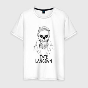 Мужская футболка хлопок с принтом Tate Langdon , 100% хлопок | прямой крой, круглый вырез горловины, длина до линии бедер, слегка спущенное плечо. | Тематика изображения на принте: american | horror | story | американкая | история