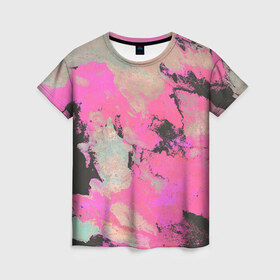 Женская футболка 3D с принтом Краска , 100% полиэфир ( синтетическое хлопкоподобное полотно) | прямой крой, круглый вырез горловины, длина до линии бедер | краска | разводы | фон