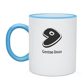 Кружка двухцветная с принтом Gentoo linux , керамика | объем — 330 мл, диаметр — 80 мм. Цветная ручка и кайма сверху, в некоторых цветах — вся внутренняя часть | Тематика изображения на принте: gentoo | gentoo linuxпрограммист | linux | unix | админ