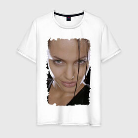 Мужская футболка хлопок с принтом Лара Крофт (Анджелина Джоли) , 100% хлопок | прямой крой, круглый вырез горловины, длина до линии бедер, слегка спущенное плечо. | анджелина джоли | голливуд | расхитительница гробниц