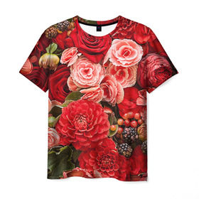 Мужская футболка 3D с принтом Цветы , 100% полиэфир | прямой крой, круглый вырез горловины, длина до линии бедер | flower | девушкам | розы | цветочки | цветы