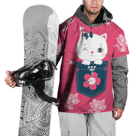 Накидка на куртку 3D с принтом Котик , 100% полиэстер |  | Тематика изображения на принте: девушкам | карман | киса | котик | кошка | цветы