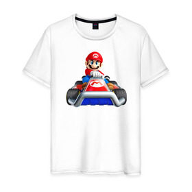 Мужская футболка хлопок с принтом Super Mario , 100% хлопок | прямой крой, круглый вырез горловины, длина до линии бедер, слегка спущенное плечо. | 