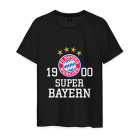 Мужская футболка хлопок с принтом Super Bayern , 100% хлопок | прямой крой, круглый вырез горловины, длина до линии бедер, слегка спущенное плечо. | бавария