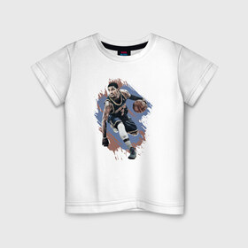 Детская футболка хлопок с принтом Баскетбол , 100% хлопок | круглый вырез горловины, полуприлегающий силуэт, длина до линии бедер | basketball | nba | баскетболист | нба