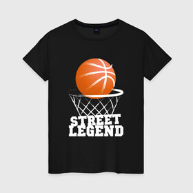Женская футболка хлопок с принтом Баскетбол , 100% хлопок | прямой крой, круглый вырез горловины, длина до линии бедер, слегка спущенное плечо | basketball | корзина | мяч