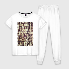 Женская пижама хлопок с принтом Звёзды кино (1) , 100% хлопок | брюки и футболка прямого кроя, без карманов, на брюках мягкая резинка на поясе и по низу штанин | hollywood | голливуд | кинозвёзды