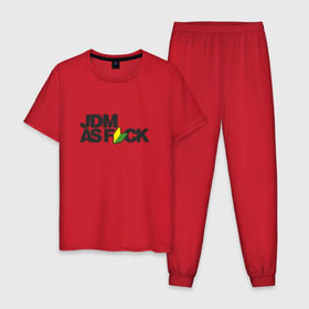 Мужская пижама хлопок с принтом JDM AS F*CK , 100% хлопок | брюки и футболка прямого кроя, без карманов, на брюках мягкая резинка на поясе и по низу штанин
 | fail crew