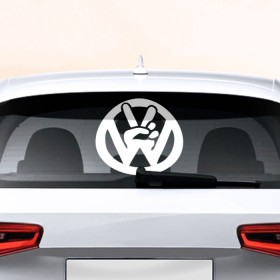 Наклейка на авто - для заднего стекла с принтом Volkswagen , ПВХ | Точные размеры наклейки зависят от выбранного изображения (ширина не больше 75 мм, высота не больше 45 мм) | Тематика изображения на принте: автобренд | лого | машина | фольксваген