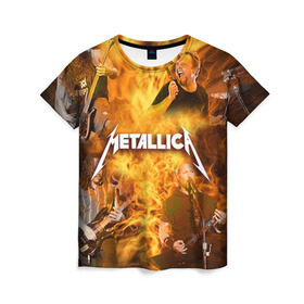 Женская футболка 3D с принтом METALLICA , 100% полиэфир ( синтетическое хлопкоподобное полотно) | прямой крой, круглый вырез горловины, длина до линии бедер | metallica | rock | металлика | метла | рок