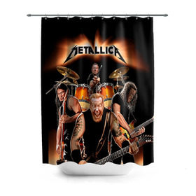 Штора 3D для ванной с принтом METALLICA , 100% полиэстер | плотность материала — 100 г/м2. Стандартный размер — 146 см х 180 см. По верхнему краю — пластиковые люверсы для креплений. В комплекте 10 пластиковых колец | металлика