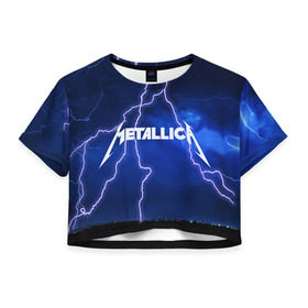 Женская футболка 3D укороченная с принтом METALLICA , 100% полиэстер | круглая горловина, длина футболки до линии талии, рукава с отворотами | metallica | rock | металлика | рок