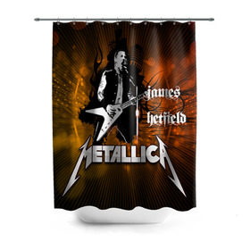 Штора 3D для ванной с принтом METALLICA , 100% полиэстер | плотность материала — 100 г/м2. Стандартный размер — 146 см х 180 см. По верхнему краю — пластиковые люверсы для креплений. В комплекте 10 пластиковых колец | металлика