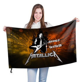 Флаг 3D с принтом METALLICA , 100% полиэстер | плотность ткани — 95 г/м2, размер — 67 х 109 см. Принт наносится с одной стороны | металлика