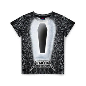 Детская футболка 3D с принтом METALLICA , 100% гипоаллергенный полиэфир | прямой крой, круглый вырез горловины, длина до линии бедер, чуть спущенное плечо, ткань немного тянется | металлика