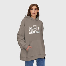 Худи SuperOversize хлопок с принтом We are Arsenal , 70% хлопок, 30% полиэстер, мягкий начес внутри | карман-кенгуру, эластичная резинка на манжетах и по нижней кромке, двухслойный капюшон
 | 