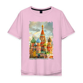 Мужская футболка хлопок Oversize с принтом Собор Василия Блаженного , 100% хлопок | свободный крой, круглый ворот, “спинка” длиннее передней части | красная площадь | кремль | москва | осень | россия