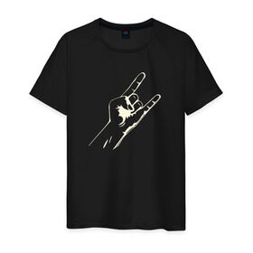 Мужская футболка хлопок с принтом It`s metall! , 100% хлопок | прямой крой, круглый вырез горловины, длина до линии бедер, слегка спущенное плечо. | metall | rock | коза | лого | металл | рок