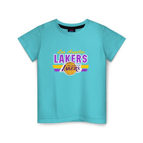 Детская футболка хлопок с принтом Los Angeles Lakers , 100% хлопок | круглый вырез горловины, полуприлегающий силуэт, длина до линии бедер | basketball | lakers | баскетболл | лос анджелес | нба