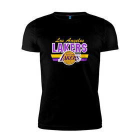 Мужская футболка премиум с принтом Los Angeles Lakers , 92% хлопок, 8% лайкра | приталенный силуэт, круглый вырез ворота, длина до линии бедра, короткий рукав | basketball | lakers | баскетболл | лос анджелес | нба