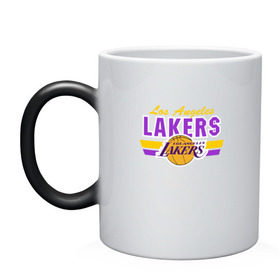 Кружка хамелеон с принтом Los Angeles Lakers , керамика | меняет цвет при нагревании, емкость 330 мл | basketball | lakers | баскетболл | лос анджелес | нба