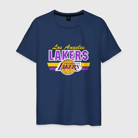 Мужская футболка хлопок с принтом Los Angeles Lakers , 100% хлопок | прямой крой, круглый вырез горловины, длина до линии бедер, слегка спущенное плечо. | basketball | lakers | баскетболл | лос анджелес | нба