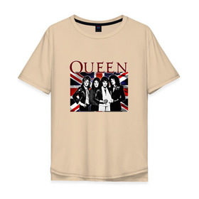Мужская футболка хлопок Oversize с принтом Queen band , 100% хлопок | свободный крой, круглый ворот, “спинка” длиннее передней части | england | freddie | mercury | queen   легендарная рок группаqueen | фредди меркьури